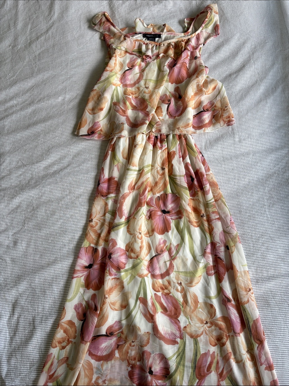 Robert Louis Pink, Cream & Green Floral Maxi Dress